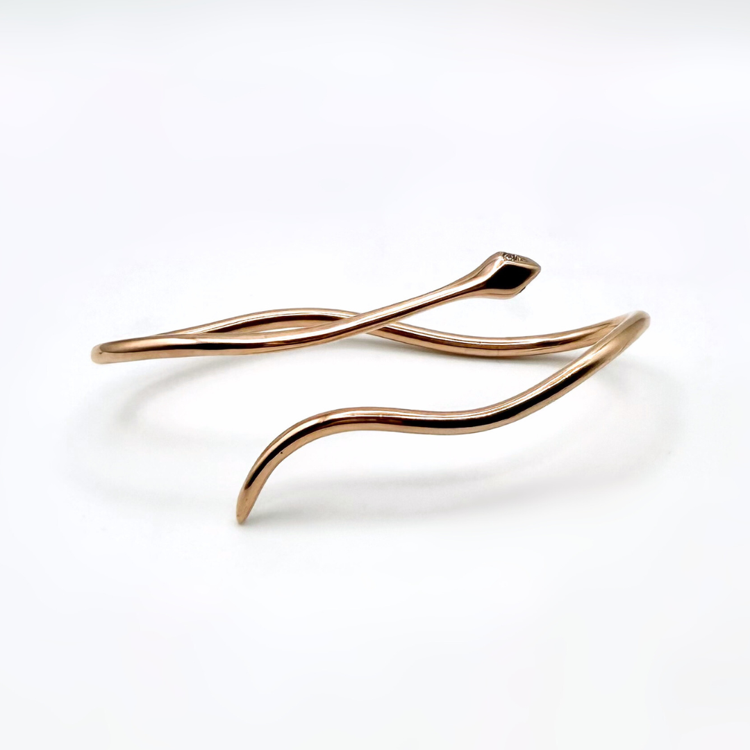 14k Pink Gold Serpent Hand Cuff Bracelet | Sculptural Minimalist Jewelry by Lucinda Loya